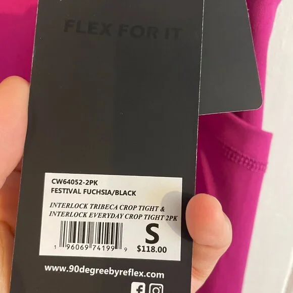 90 Degree By Reflex, Leggings SMALL, Lana Everyday LUX Crop Tight, Fuchsia PINK - Picture 6 of 10